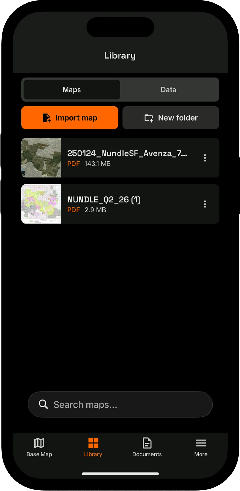 Map library with offline regions