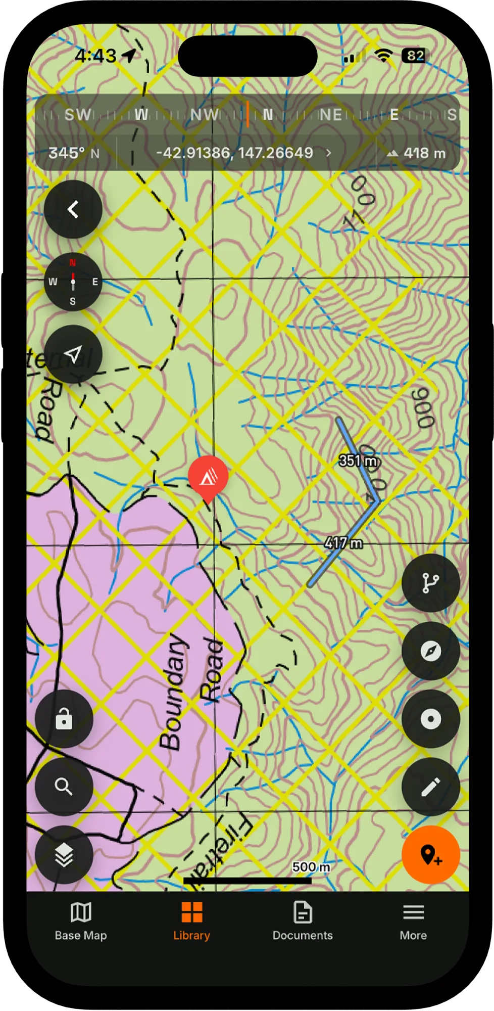 Map view with waypoints and quick actions